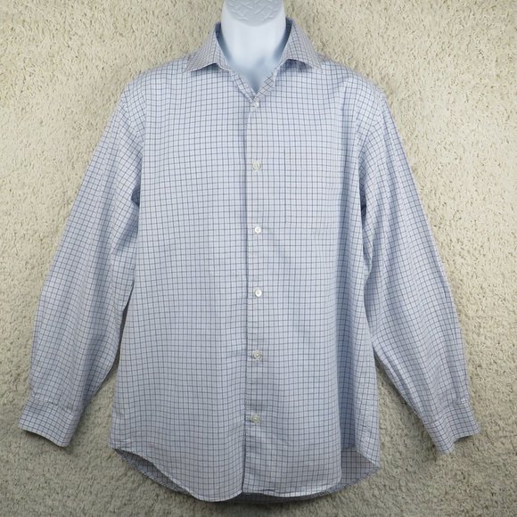 Banana Republic* Men's Long Sleeve Button Down Curved Hem Plaid Shirt~Size Large - Picture 1 of 9